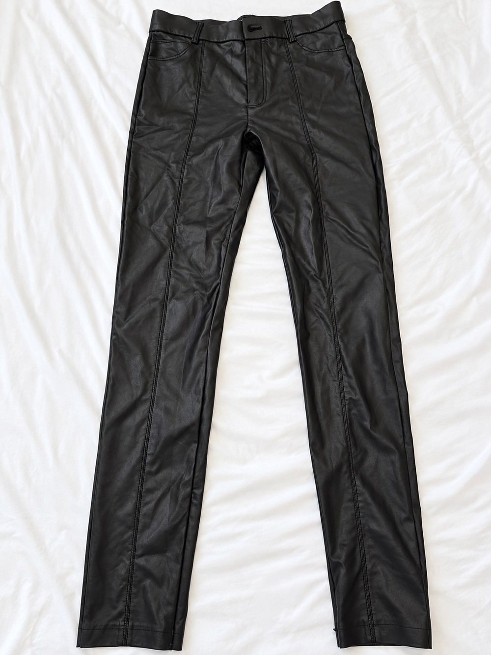 Zara Black Faux Leather Straight Pants